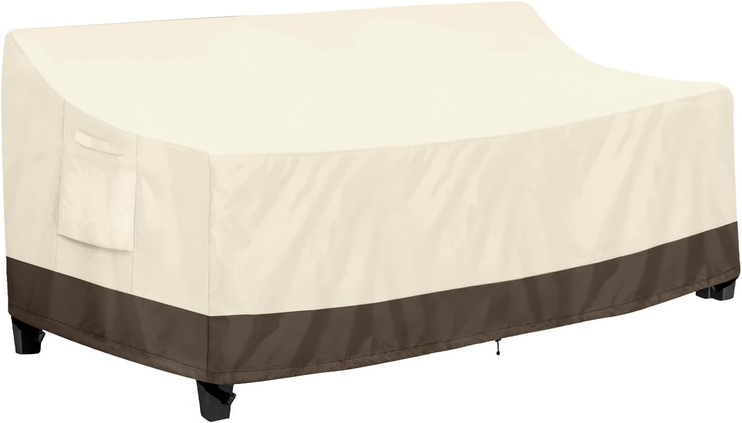 PureFit Outdoor Couch Cover Waterproof Patio Sofa Furniture Covers, 3-Seater Outdoor Cover with Air Vent and Handles, 78W x 35D x 35H Inches, Gray