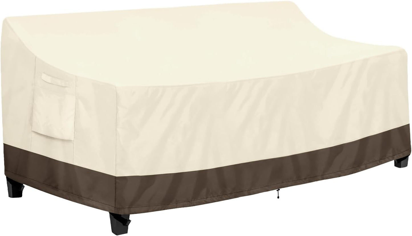 PureFit Outdoor Couch Cover Waterproof Patio Sofa Furniture Covers, 3-Seater Outdoor Cover with Air Vent and Handles, 78W x 35D x 35H Inches, Gray