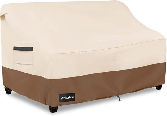 3-Seater Patio Sofa Cover,76W x 32.5D x 33H Inches Outdoor Couch Cover,100% Waterproof Heavy Duty Patio Sofa Covers,Patio Furniture Covers,Beige&Brown
