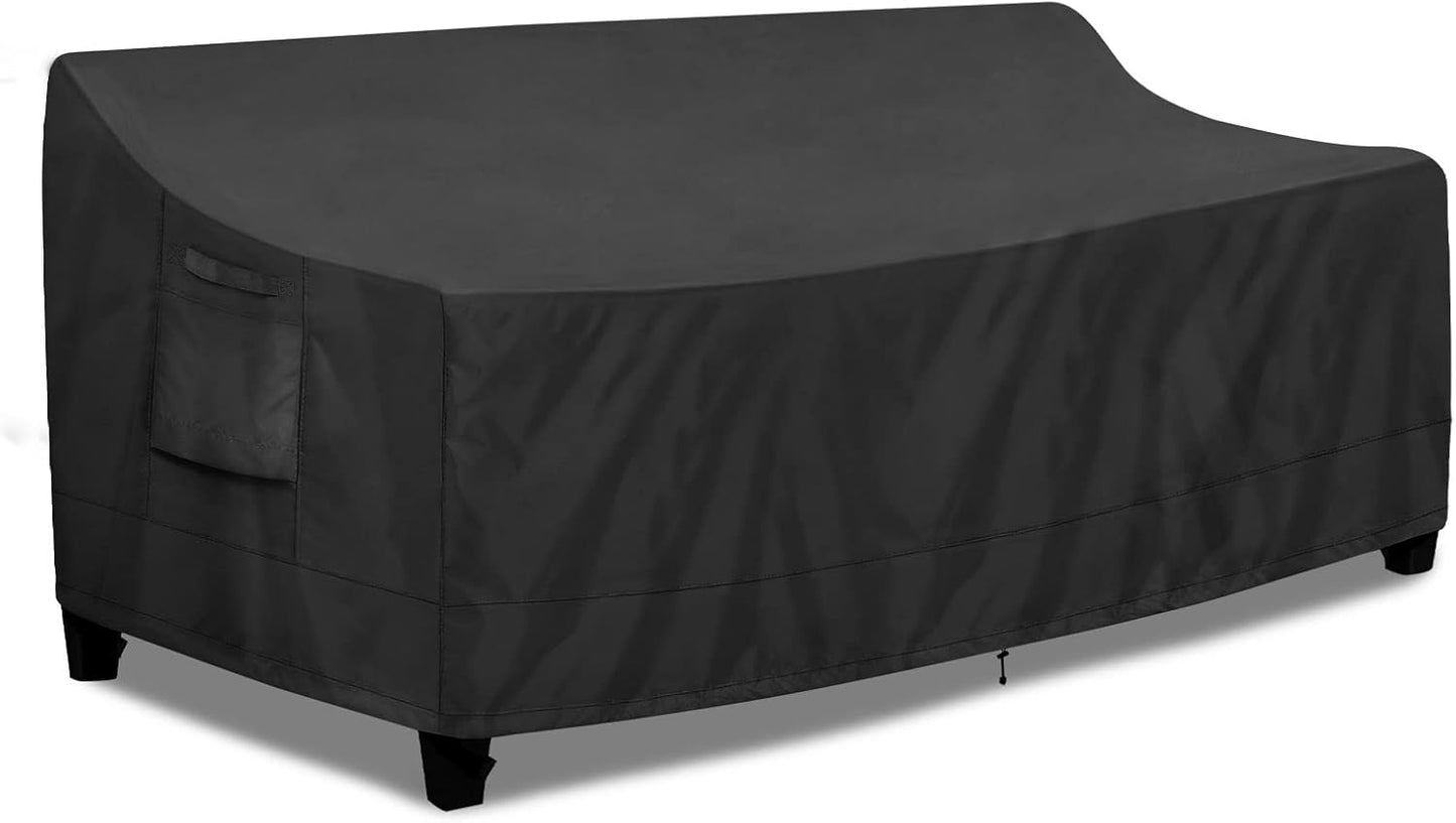 PureFit Outdoor Couch Cover Waterproof Patio Sofa Furniture Covers, 3-Seater Outdoor Cover with Air Vent and Handles, 78W x 35D x 35H Inches, Gray