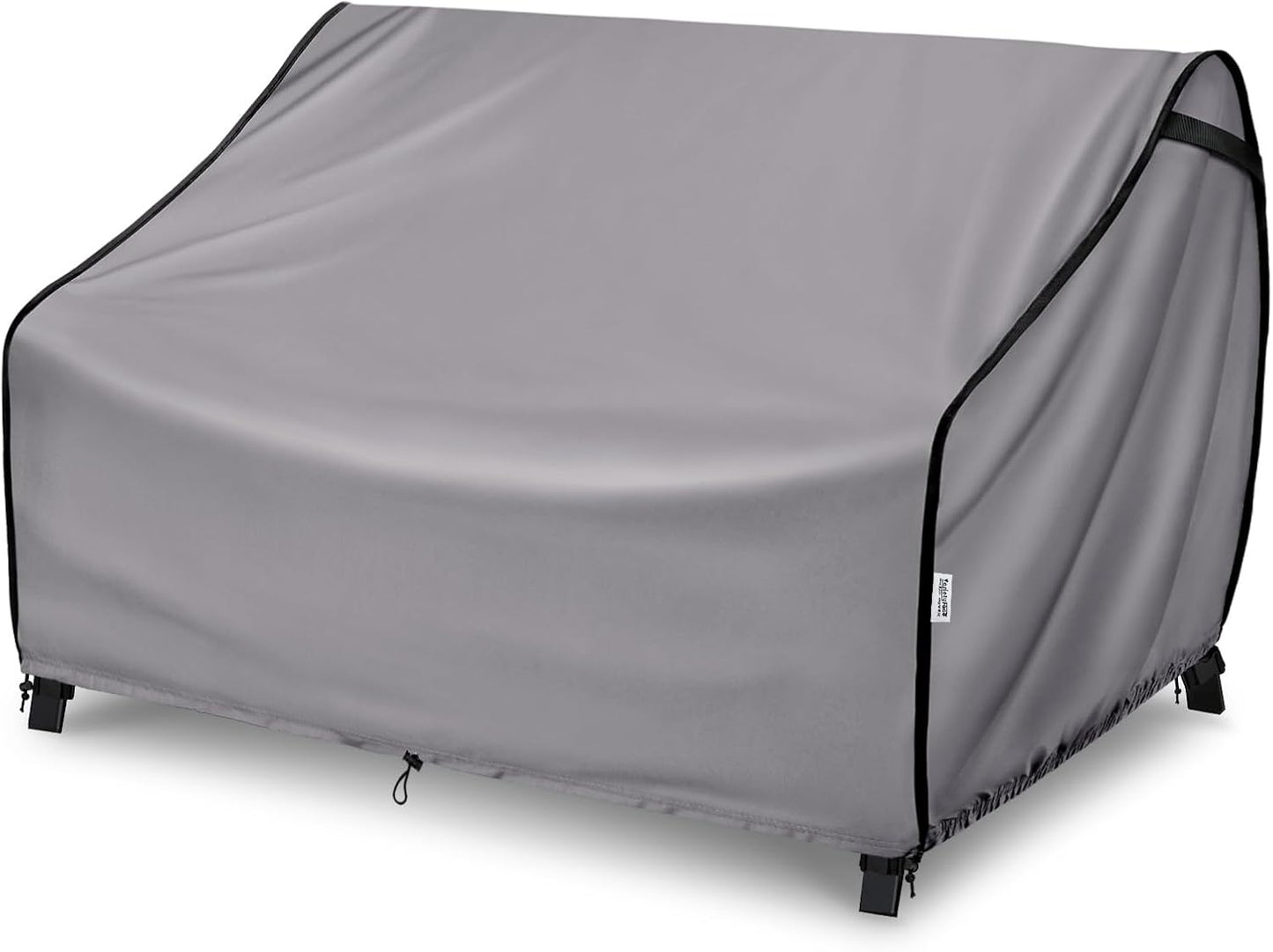 Waterproof 88W×40D×33H Outdoor Sofa Cover - Heavy-Duty 3-Seater Patio Bench Protector, Fits 86-88 Inch Furniture with Anti-Wind Straps & Air Vents, All-Weather Black