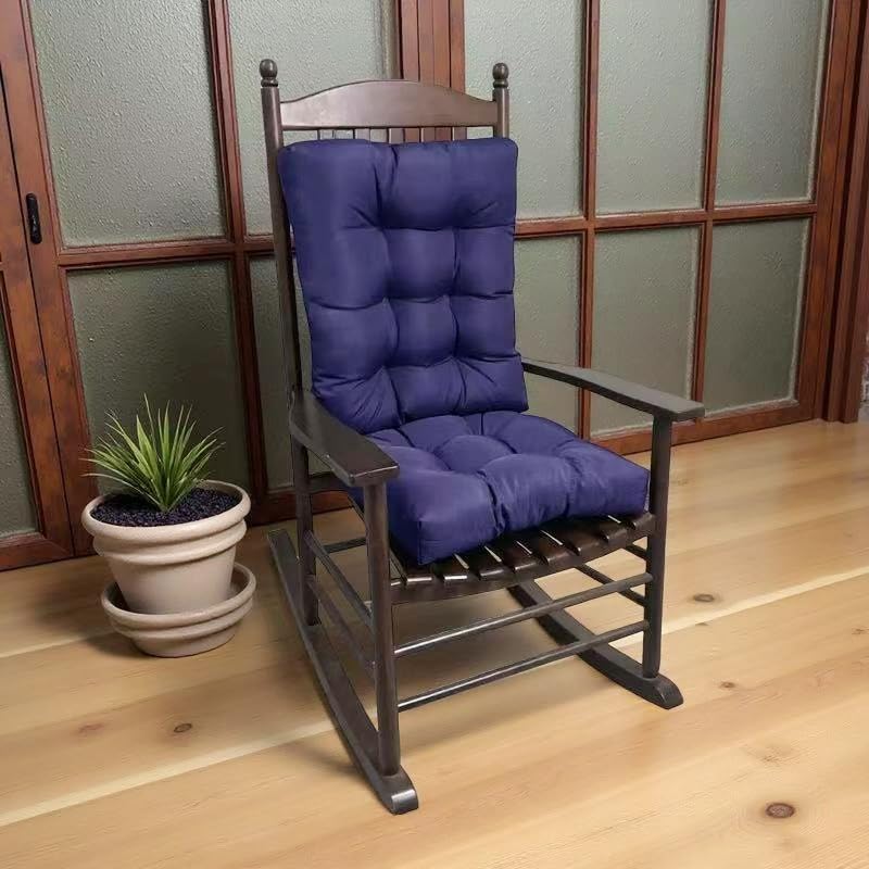 Rocking Chair Cushion, Set of Thicken Seat & Back Chair Cushions，Soft Thickened Patio Chair Cushions for Indoor/Outdoor (Navy Blue)