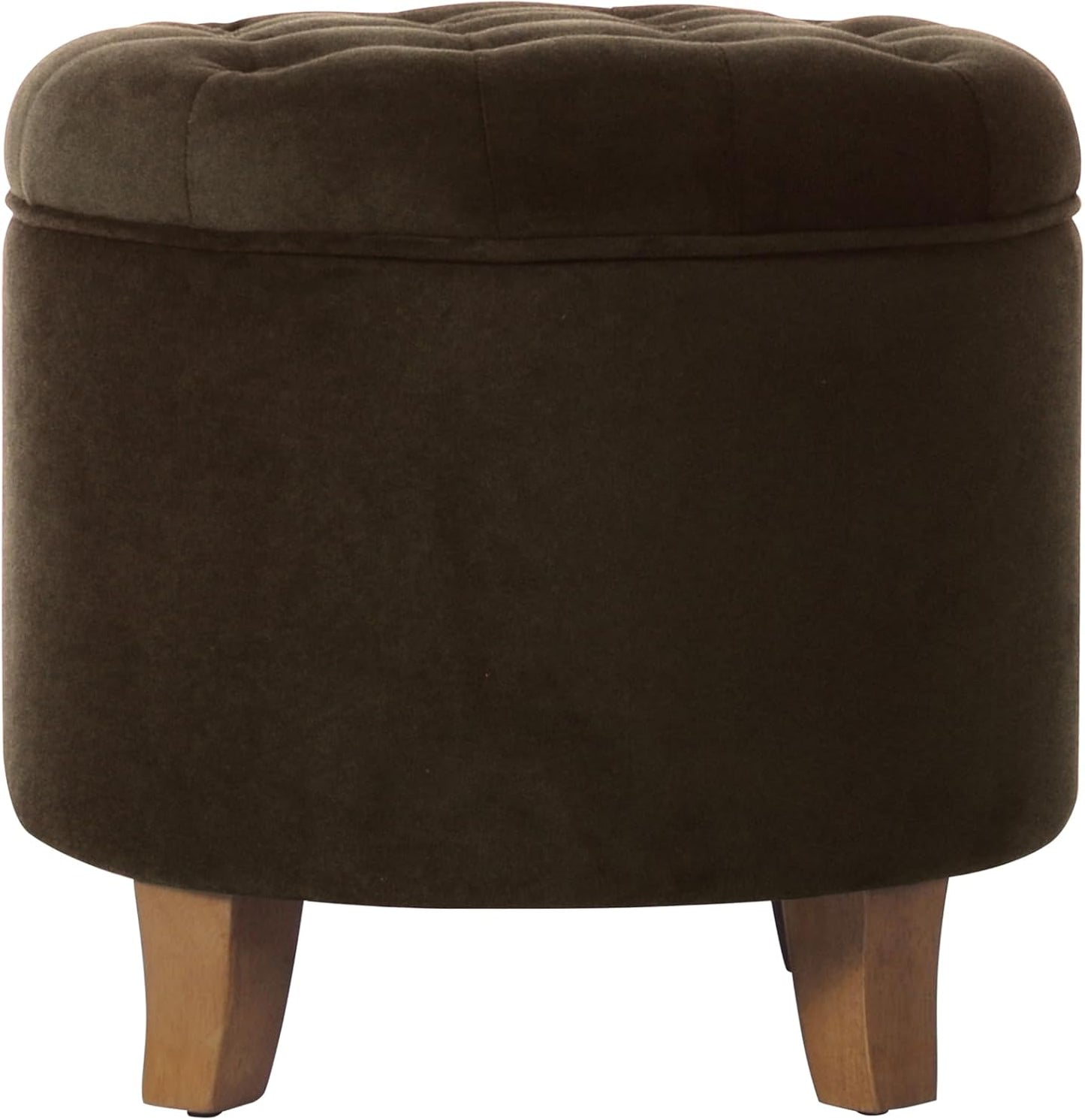 HomePop Home Decor | Upholstered Round Tufted Foot Rest Ottoman | Ottoman with Storage for Living Room & Bedroom | Decorative Home Furniture, Cream Textured Solid