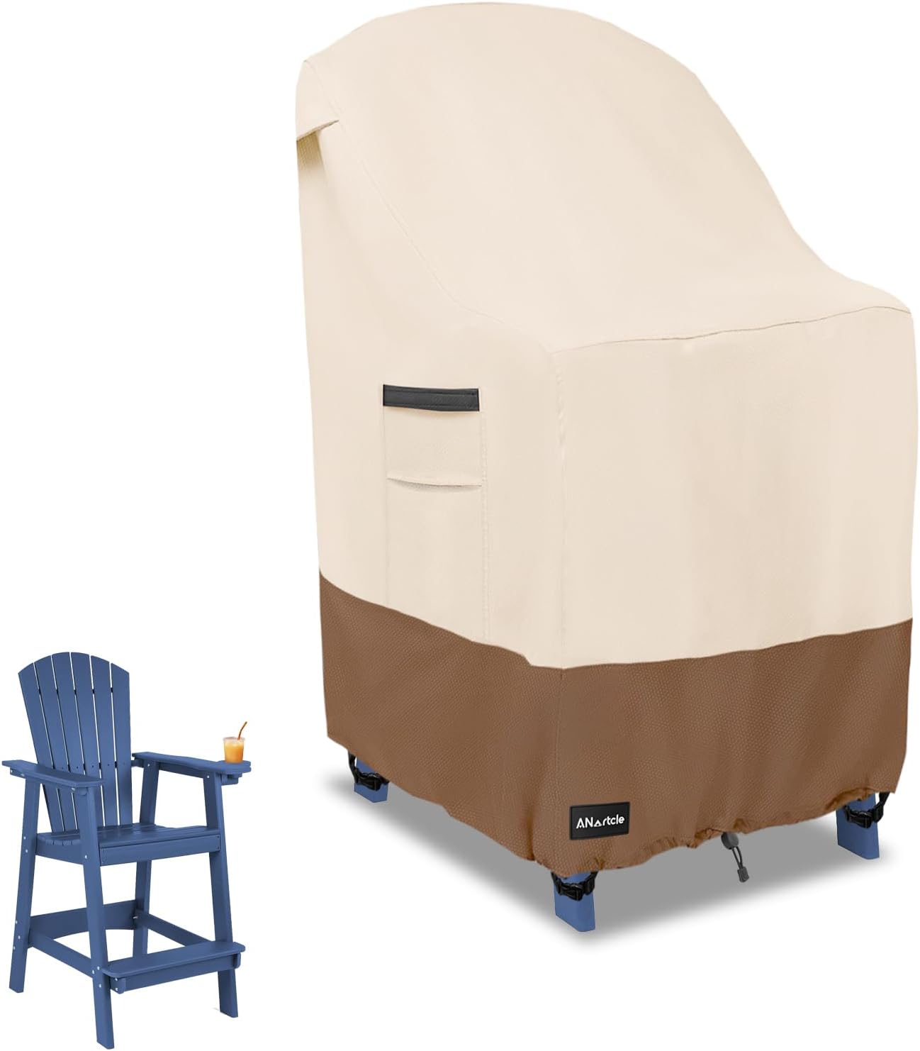 3-Seater Patio Sofa Cover,76W x 32.5D x 33H Inches Outdoor Couch Cover,100% Waterproof Heavy Duty Patio Sofa Covers,Patio Furniture Covers,Beige&Brown
