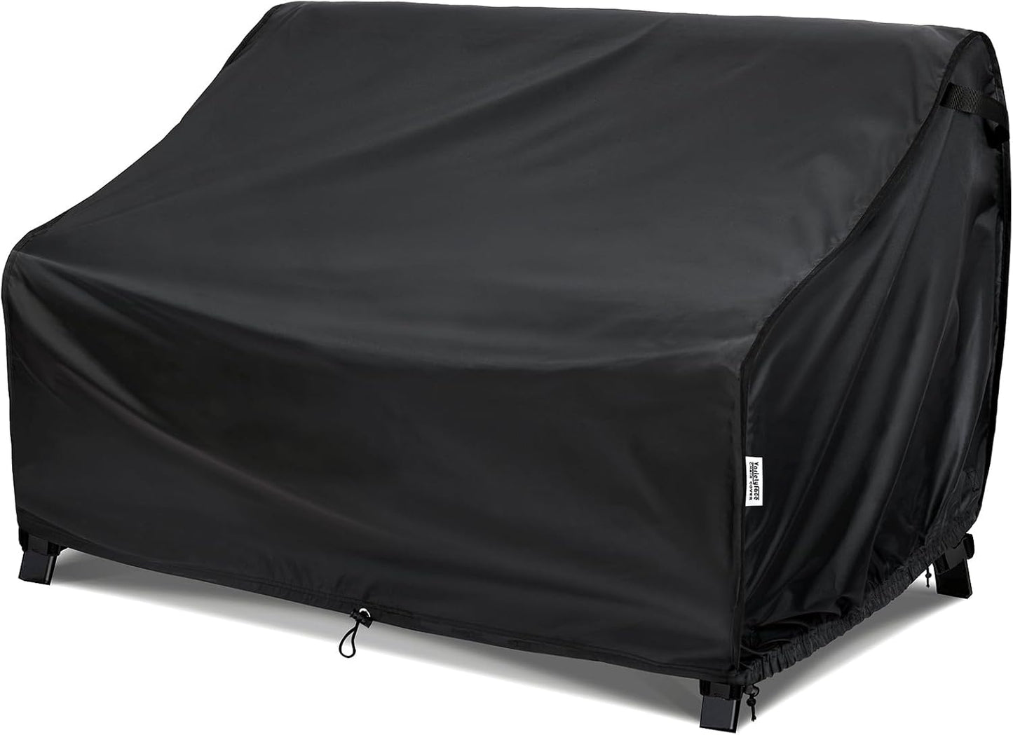 Waterproof 88W×40D×33H Outdoor Sofa Cover - Heavy-Duty 3-Seater Patio Bench Protector, Fits 86-88 Inch Furniture with Anti-Wind Straps & Air Vents, All-Weather Black