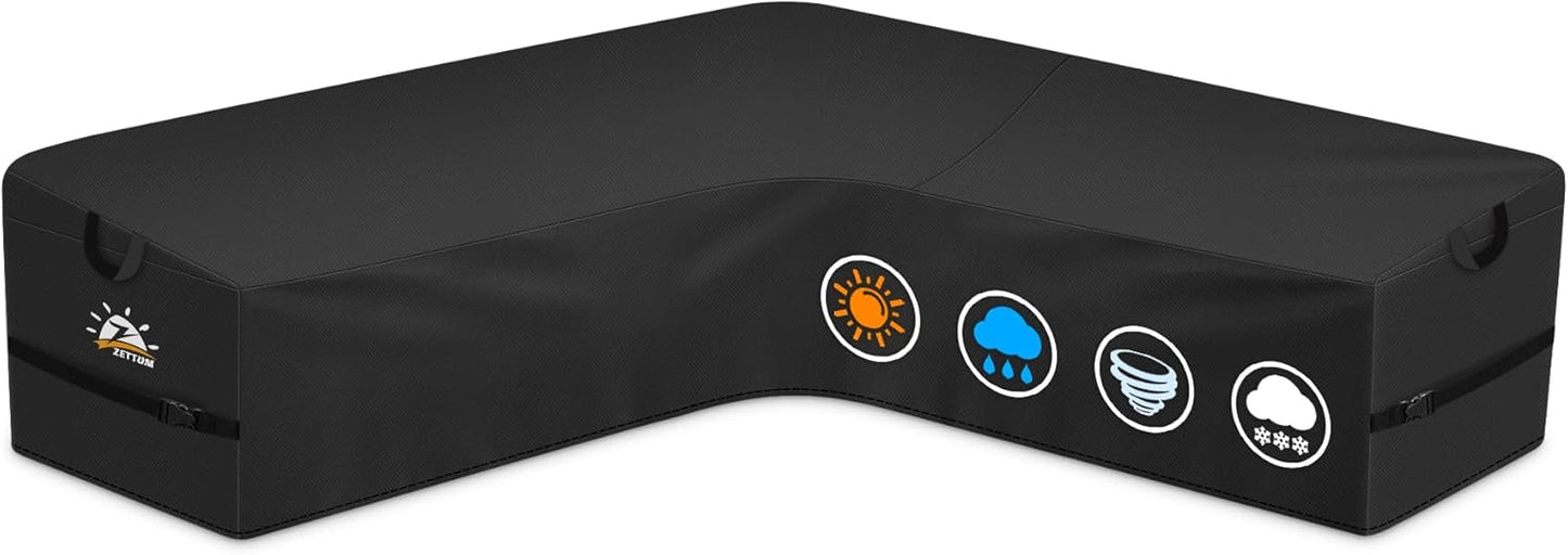 Outdoor L-Shaped Sectional Cover - 600D Patio Sectional Sofa Cover, Waterproof Patio Furniture Covers for 6-Seater Outdoor Sectional Sofa and Couch, Left Facing, 85x110 Inch Wide