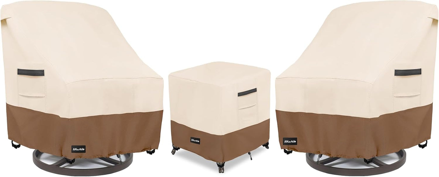 3-Seater Patio Sofa Cover,76W x 32.5D x 33H Inches Outdoor Couch Cover,100% Waterproof Heavy Duty Patio Sofa Covers,Patio Furniture Covers,Beige&Brown