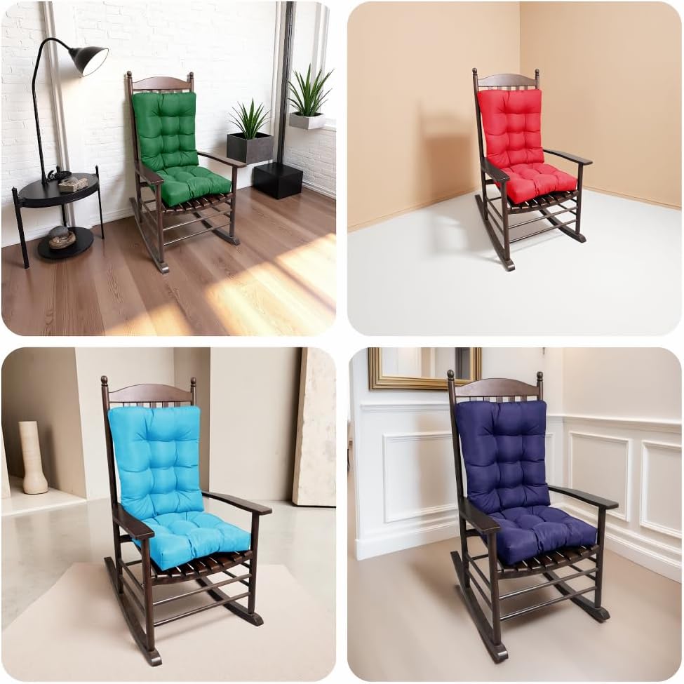 Rocking Chair Cushion, Set of Thicken Seat & Back Chair Cushions，Soft Thickened Patio Chair Cushions for Indoor/Outdoor (Navy Blue)