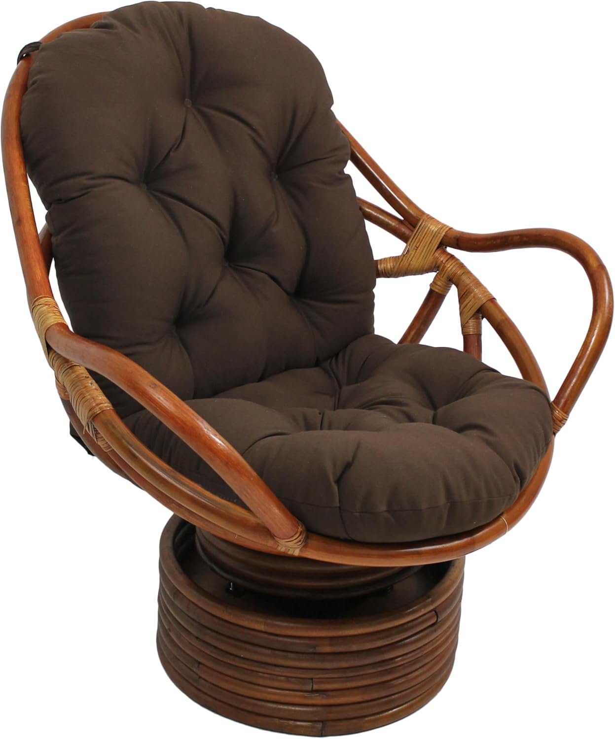 Blazing Needles Solid Twill Swivel Rocker Chair Cushion, 48" x 24", Natural