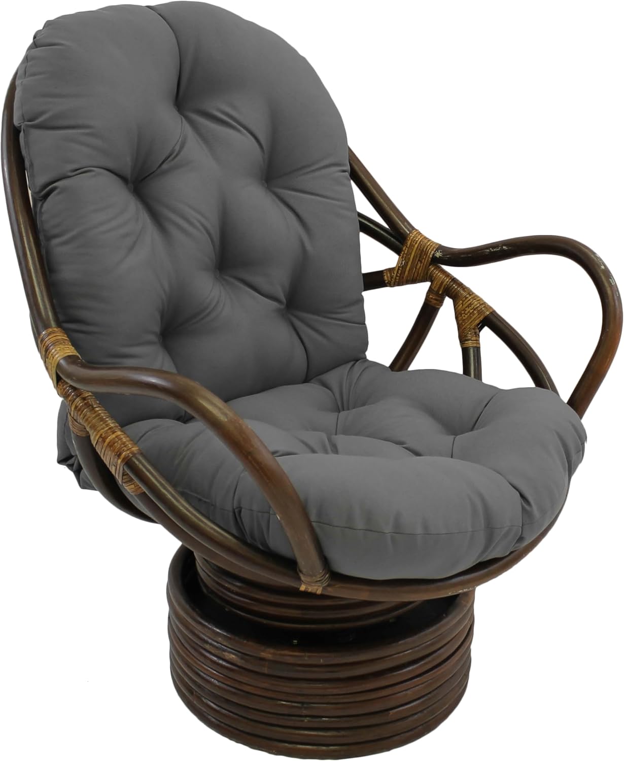 Blazing Needles Solid Twill Swivel Rocker Chair Cushion, 48" x 24", Natural