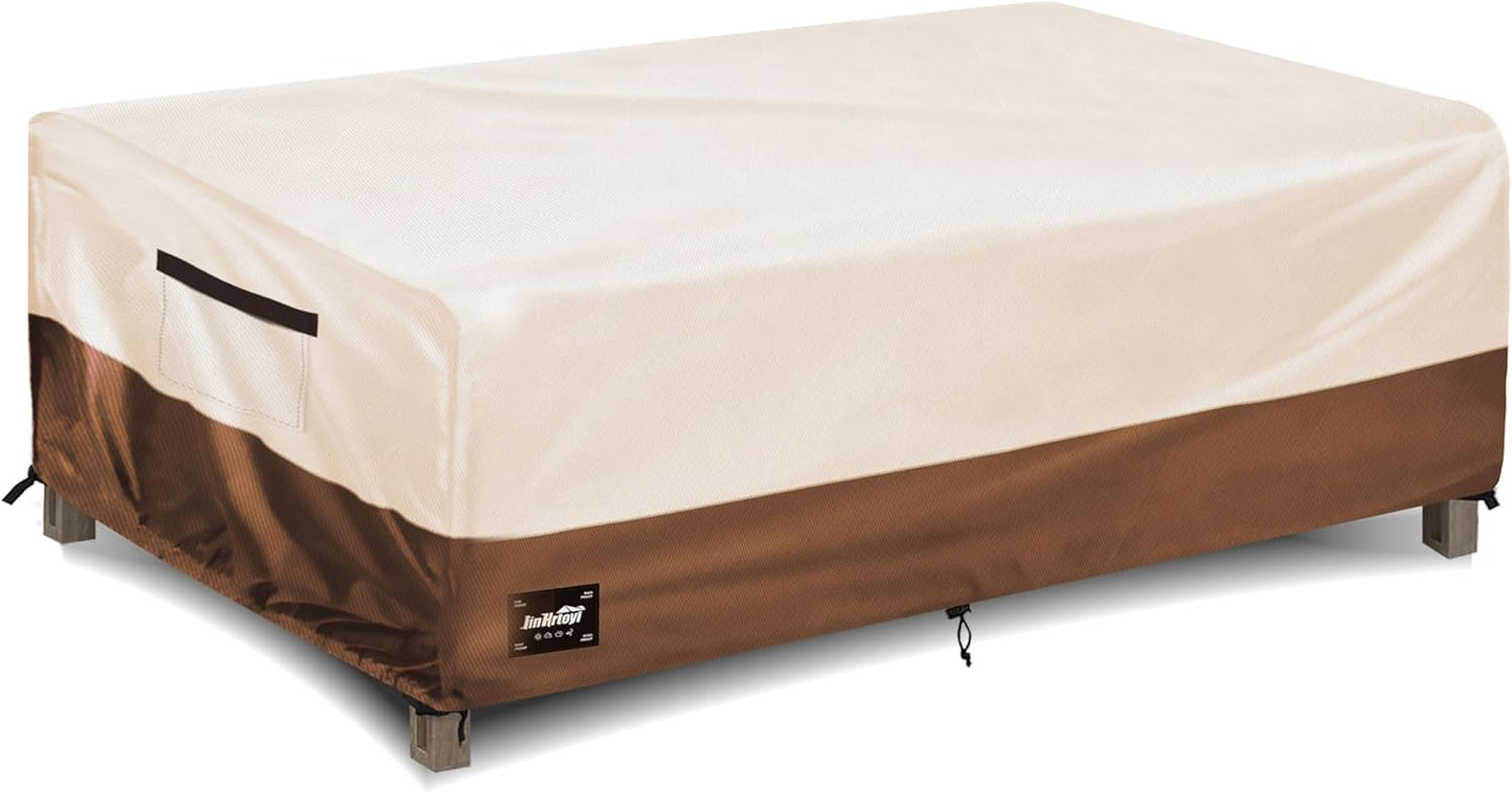 3-Seater Outdoor Couch Cover,76" Wx32 Dx31 H Inches Patio Sofa Cover,100% Waterproof Heavy Duty Patio Furniture Covers,Beige&Brown