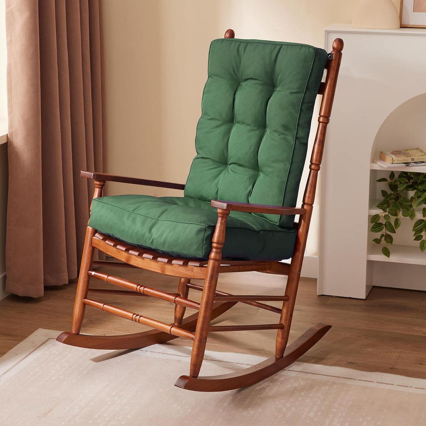 Rocking Chair Cushion Set, Waterproof and Fade-Resistant Patio Chair Cushions, Tufted Chair Pads for Rocker Furniture, 17x17 Inch, Indoor/Outdoor Seat Cushions with Ties, Navy Blue
