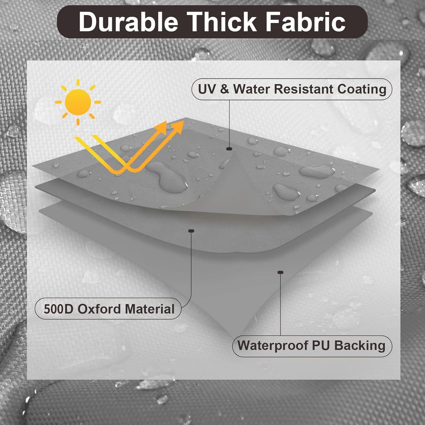 PureFit Outdoor Sectional Sofa Cover Waterproof V Shaped Patio Furniture Covers for Deck, Lawn and Backyard, 89”x89”, Gray
