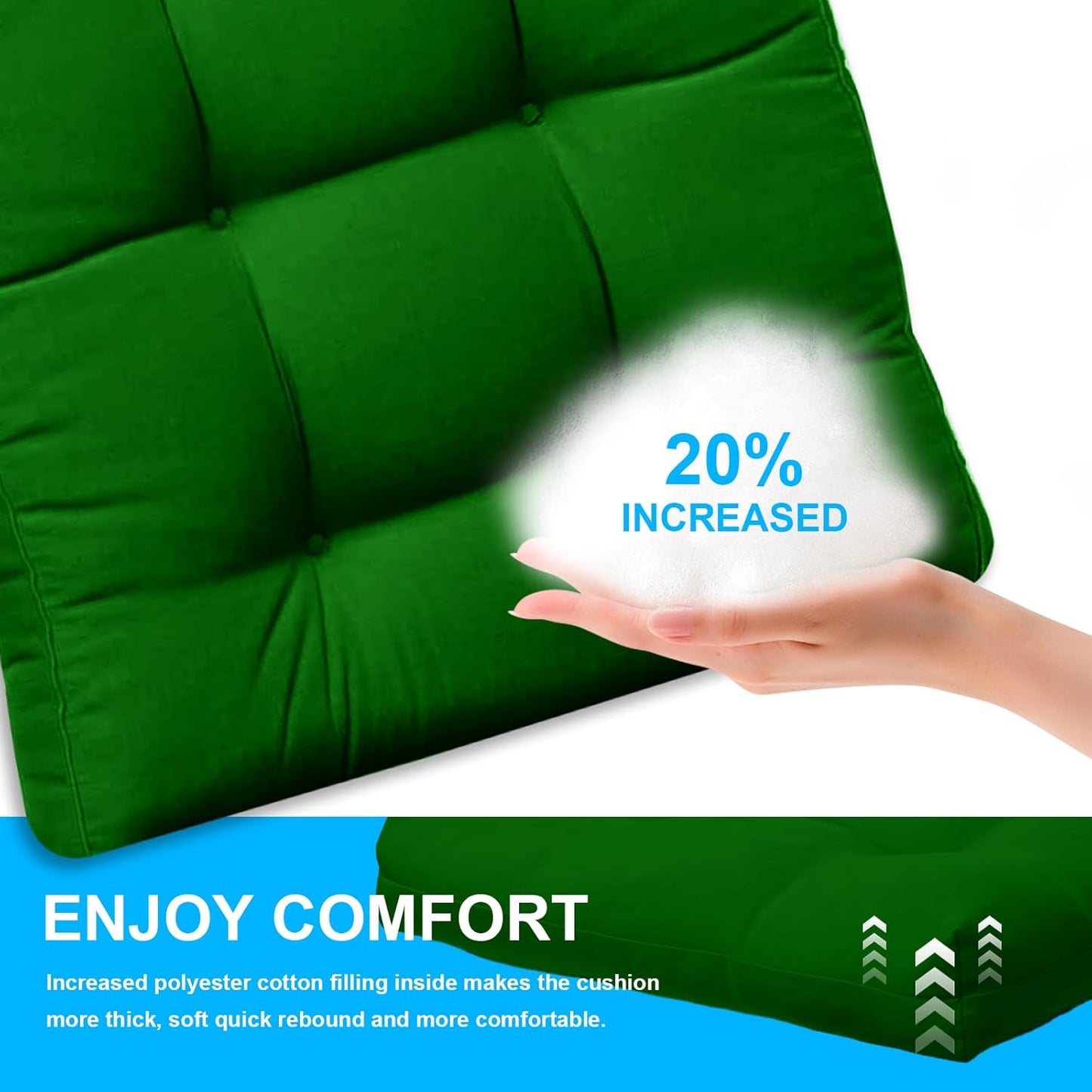 Adirondack Chair Cushion,High Back Rocking Chair Cushion,Thickened Patio Chair Pad for Indoor and Outdoor, Water Proof and Fade-Resistant (Dark Green)