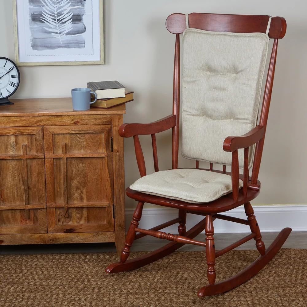 Klear Vu Embrace Rocking Chair Cushion, Assembled in The USA, Tufted Back Pads for Living Room, Nursery, or Home Office, 16"x15" Seat and 24"x17" Seatback, 2 Piece Set, Natural