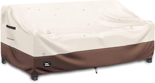 3-Seater Outdoor Couch Cover,76Wx32Dx31H Inches Patio Sofa Cover,100% Waterproof Heavy Duty Patio Furniture Covers,Beige&Brown
