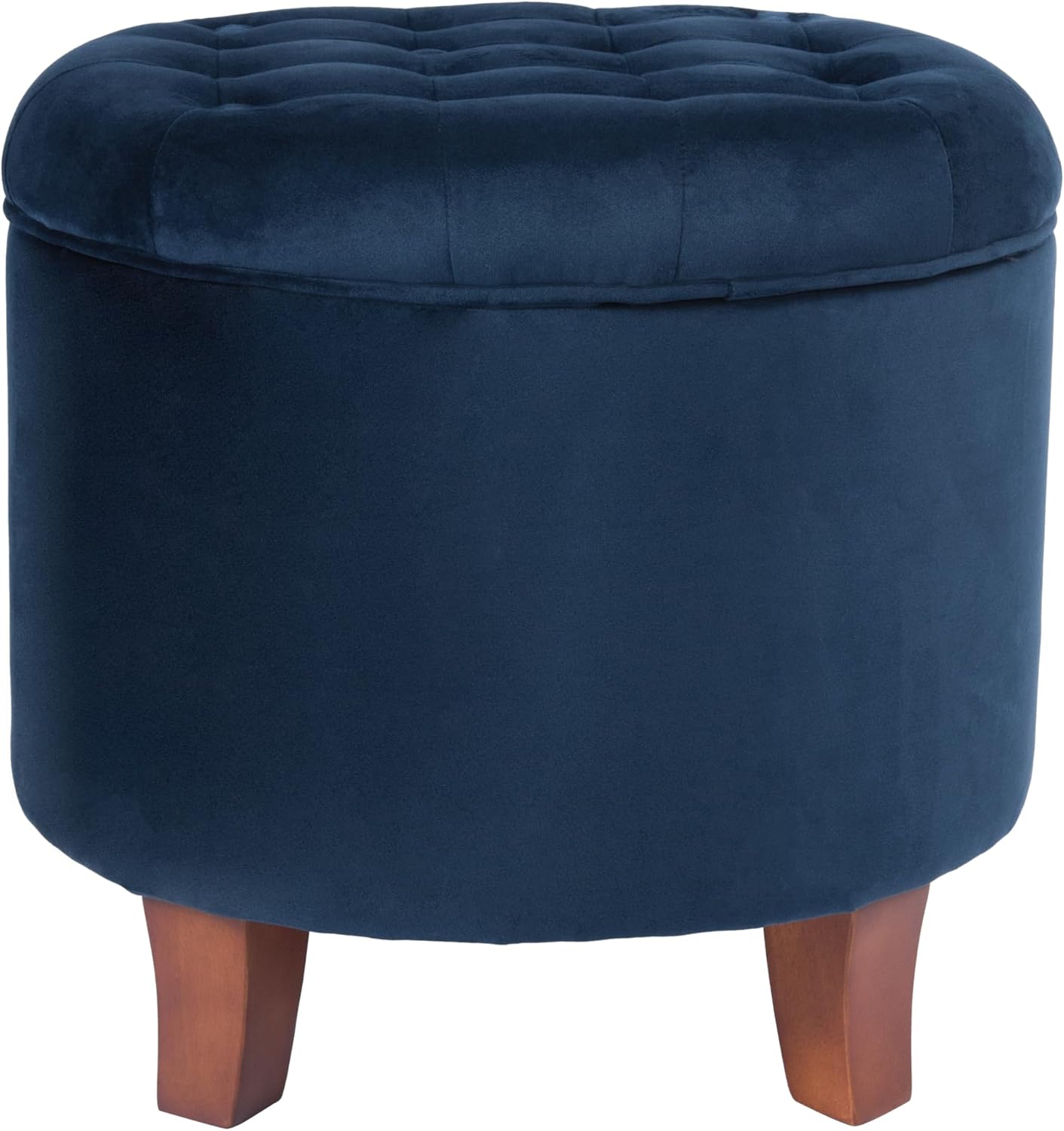 HomePop Home Decor | Upholstered Round Tufted Foot Rest Ottoman | Ottoman with Storage for Living Room & Bedroom | Decorative Home Furniture, Cream Textured Solid