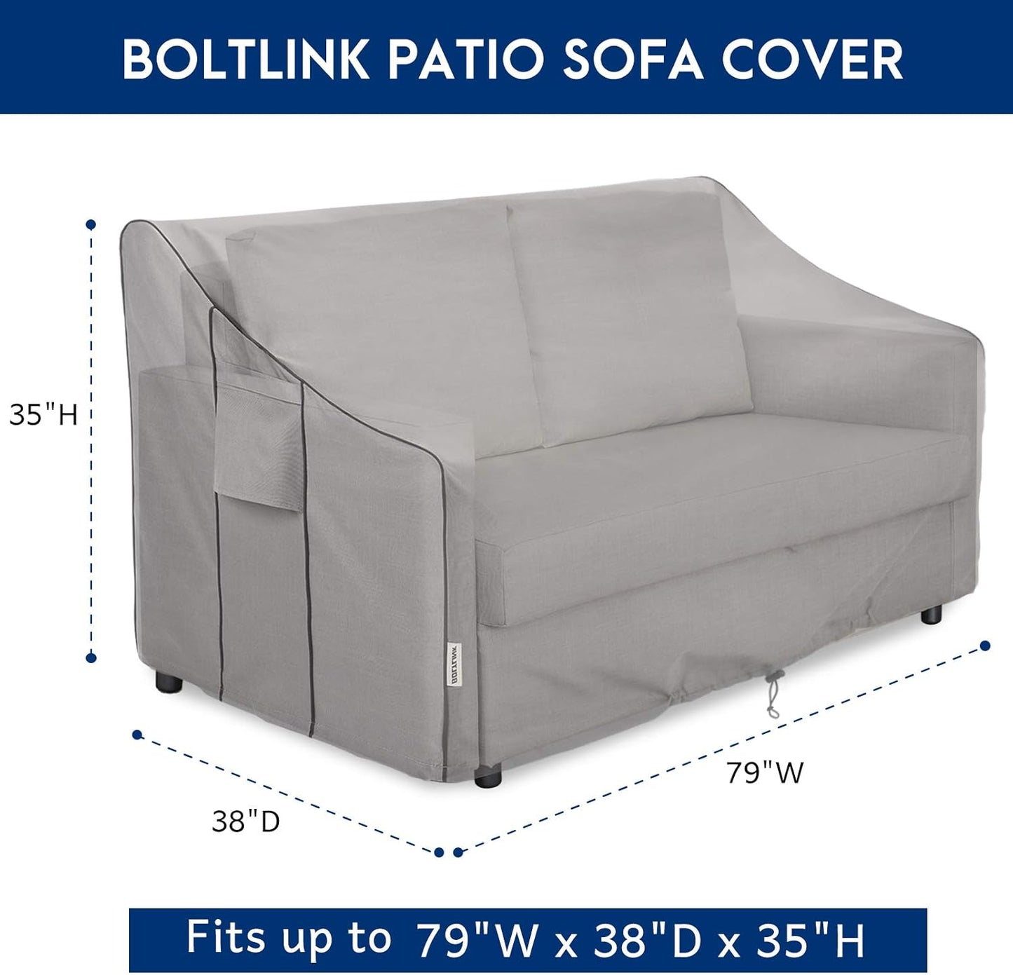 Outdoor Patio Furniture Covers Waterproof ,Durable 3-Seater Sofa Cover Fits up to 79W x 38D x 35H inches