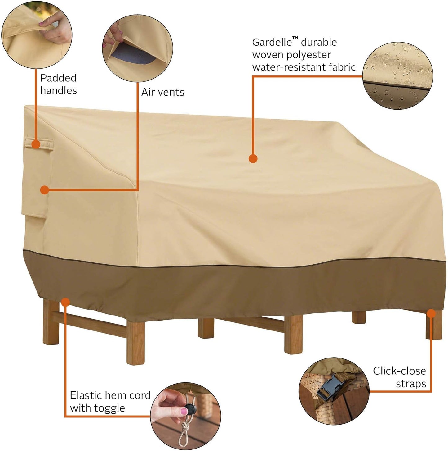 Classic Accessories Veranda Water-Resistant 88 Inch Deep Seated Patio Sofa/Loveseat Cover, Patio Furniture Covers
