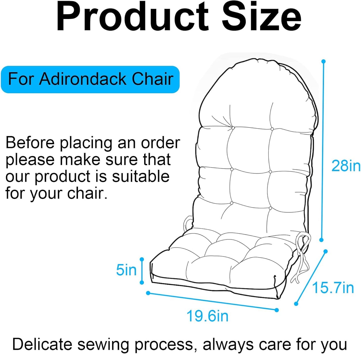 Adirondack Chair Cushion,High Back Rocking Chair Cushion,Thickened Patio Chair Pad for Indoor and Outdoor, Water Proof and Fade-Resistant (Dark Green)