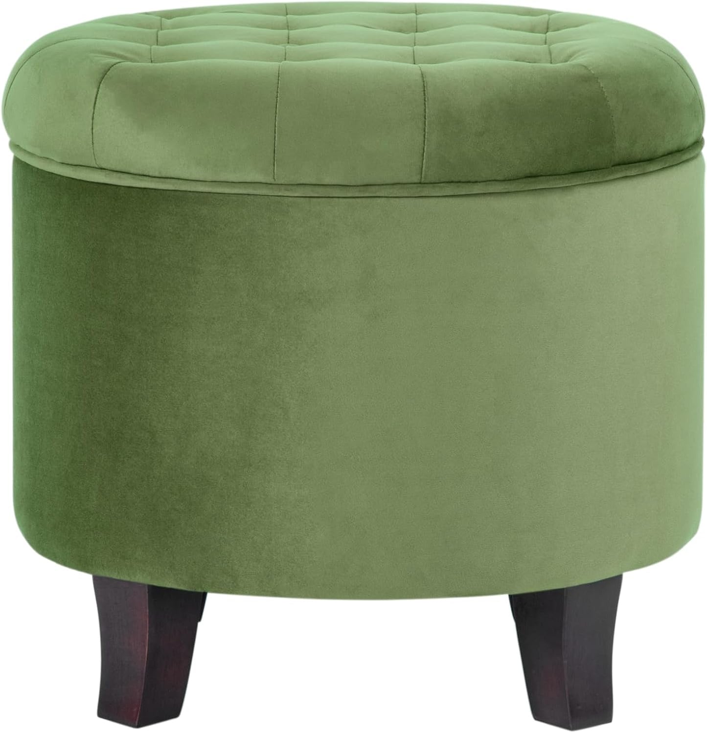 HomePop Home Decor | Upholstered Round Tufted Foot Rest Ottoman | Ottoman with Storage for Living Room & Bedroom | Decorative Home Furniture, Cream Textured Solid