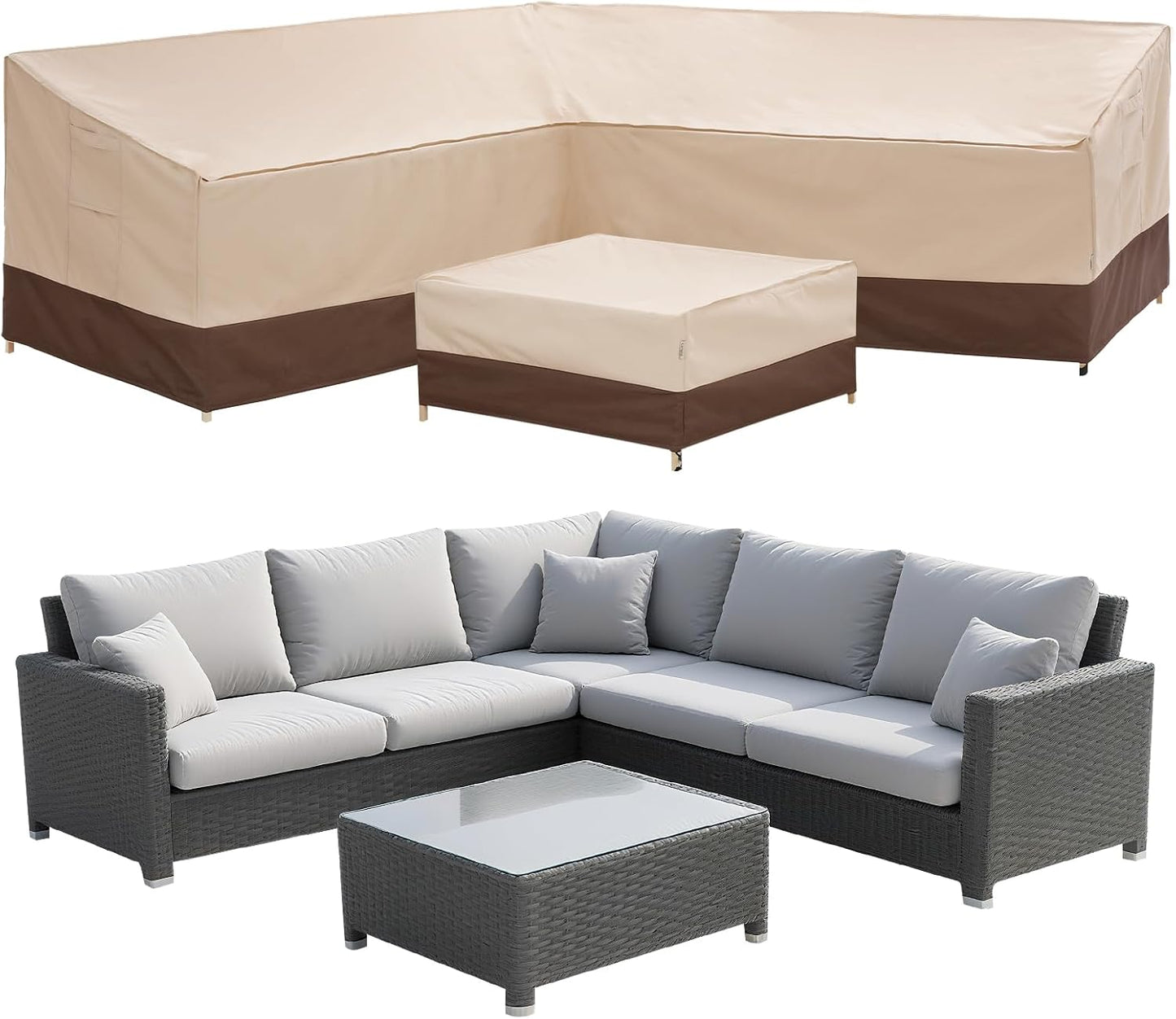 loriano 3-Seater Patio Furniture Covers,100% Waterproof for Loveseat Couch Outdoor Sofa, Heavy Duty 600D Oxford Fabric, Premium PVC Coating for Sun Fade Resistance, 79" W x 37" D x 35" H