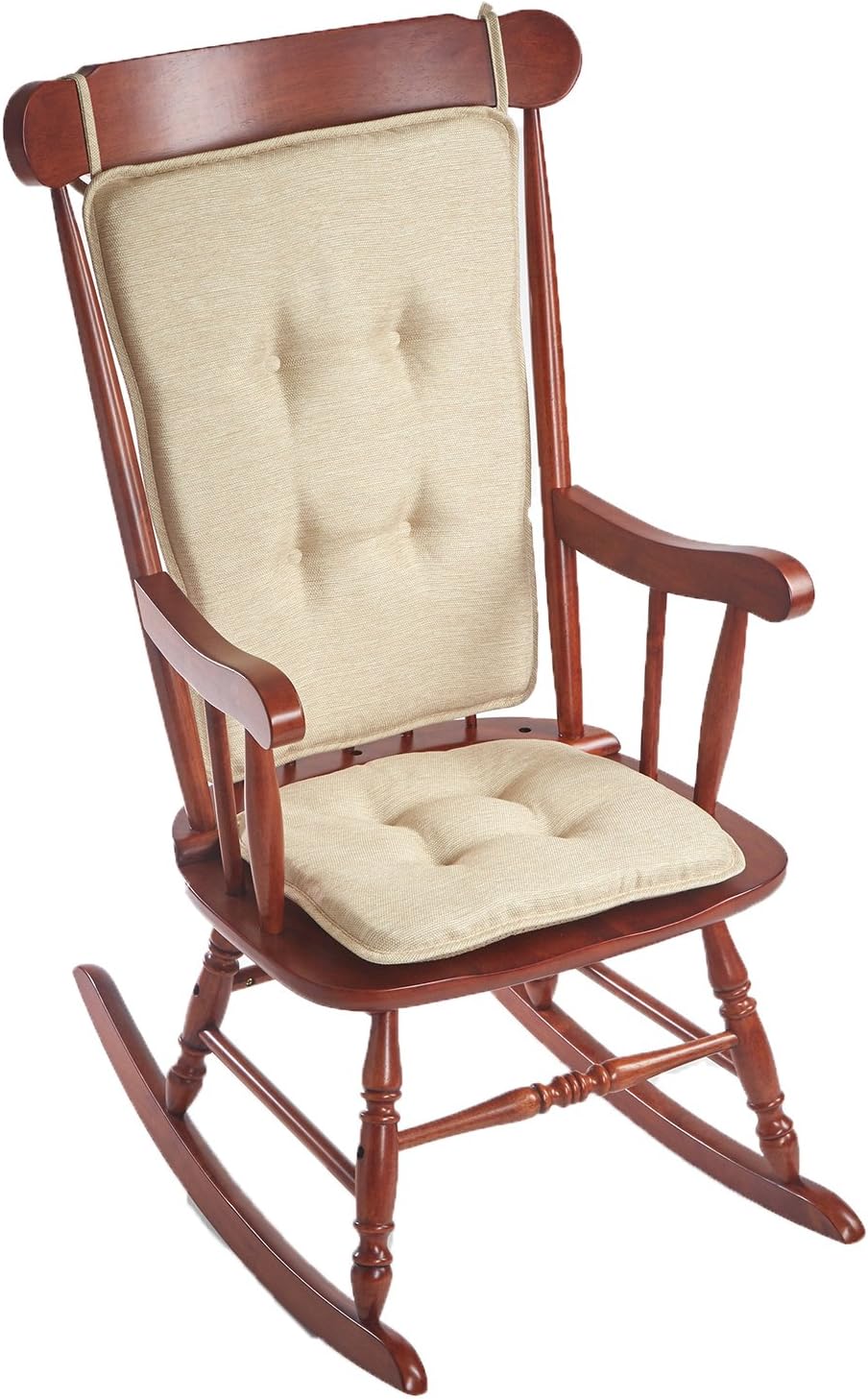 Klear Vu Embrace Rocking Chair Cushion, Assembled in The USA, Tufted Back Pads for Living Room, Nursery, or Home Office, 16"x15" Seat and 24"x17" Seatback, 2 Piece Set, Natural