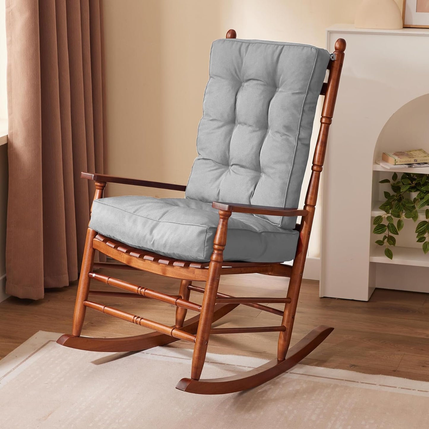 Rocking Chair Cushion Set, Waterproof and Fade-Resistant Patio Chair Cushions, Tufted Chair Pads for Rocker Furniture, 17x17 Inch, Indoor/Outdoor Seat Cushions with Ties, Navy Blue