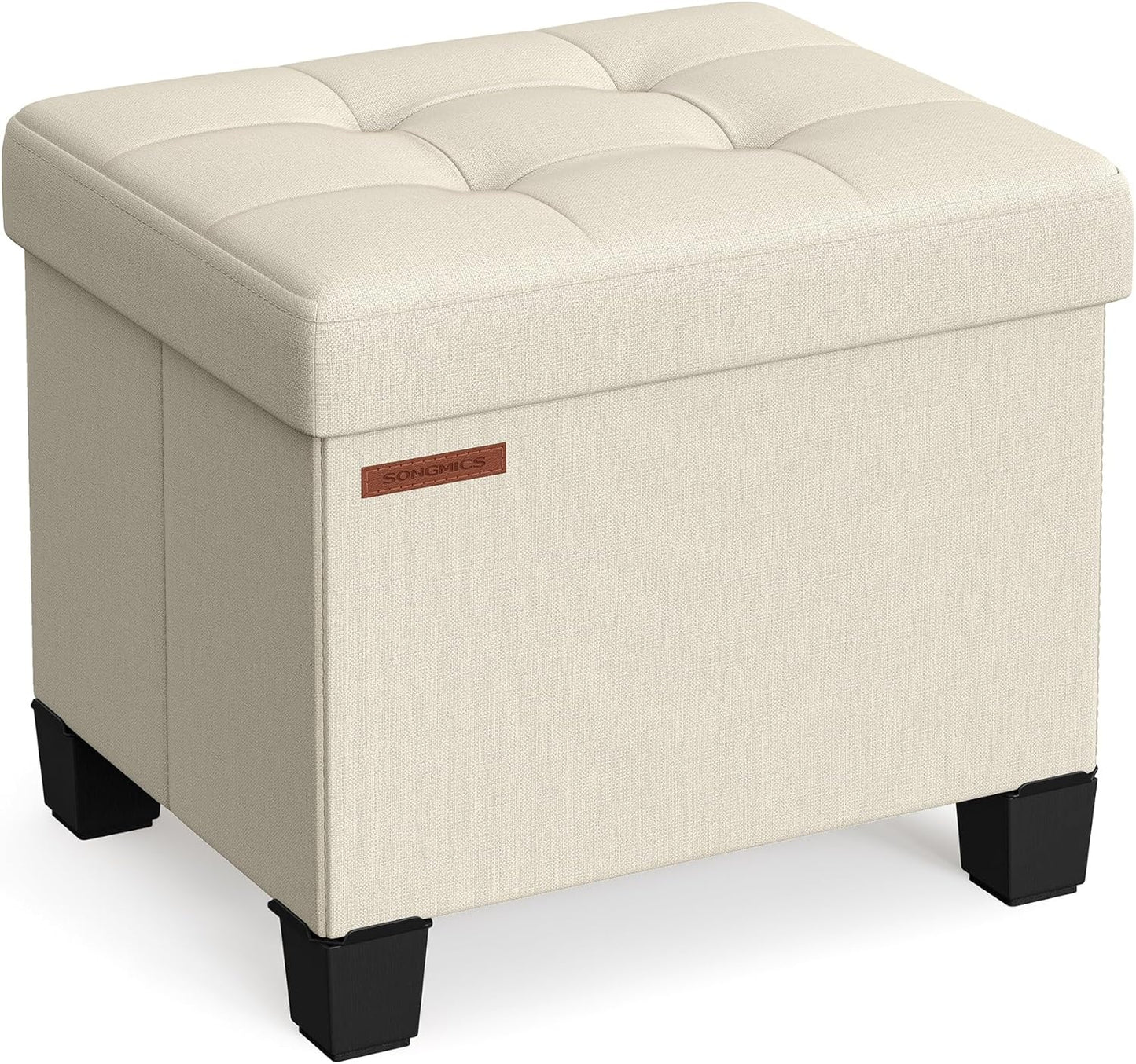 SONGMICS 15 Inches Cube Storage Ottoman, Bedroom Bench with Storage, Foot Stool with Feet, Holds Up to 660 lb, Dark Gray ULSF14GYZ