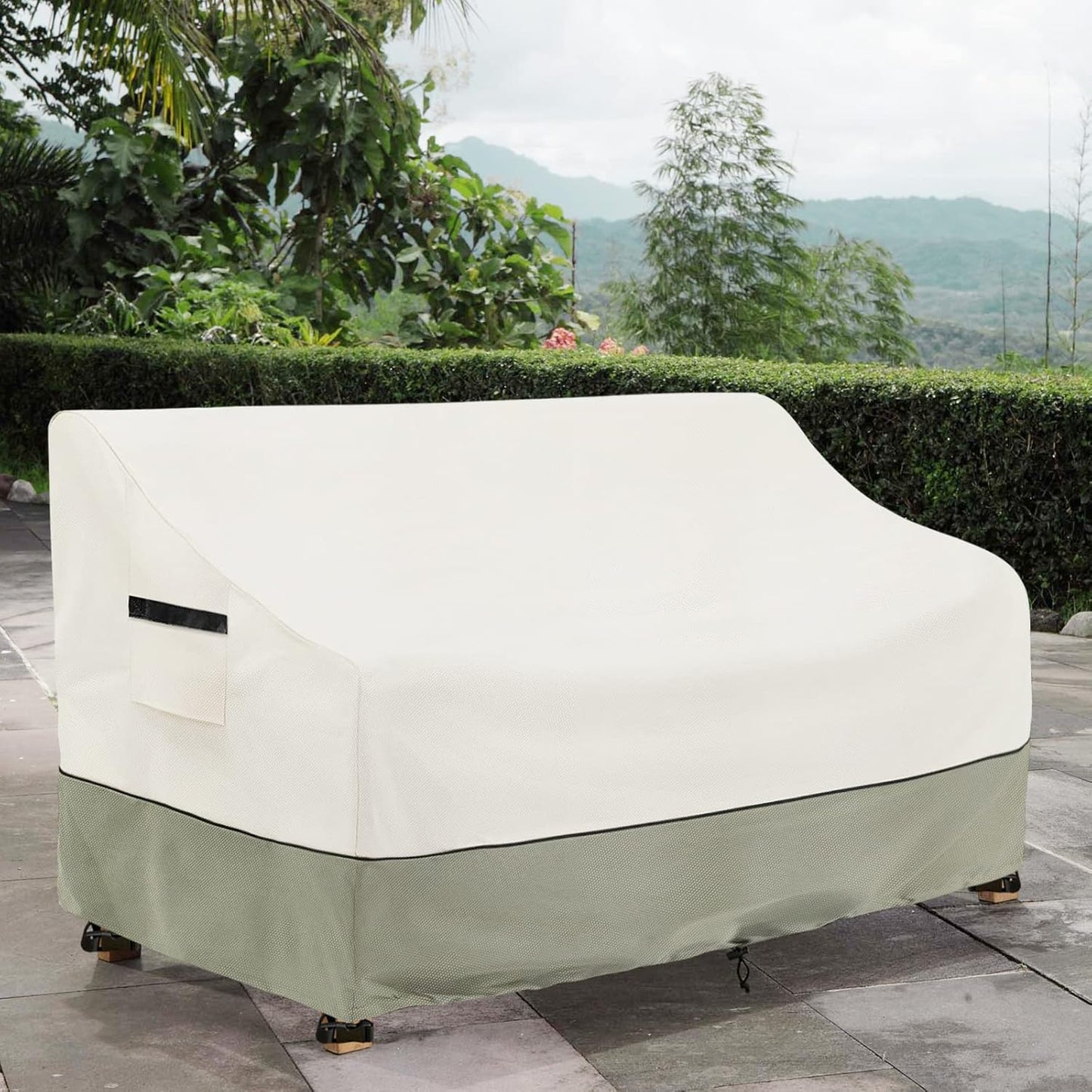 Patio 3-Seater Sofa Cover,Outdoor Couch Cover Fits up to 76W x 32.5D x 33H Inches,100% Waterproof Heavy Duty Patio Furniture Covers,Beige & Gray-Green