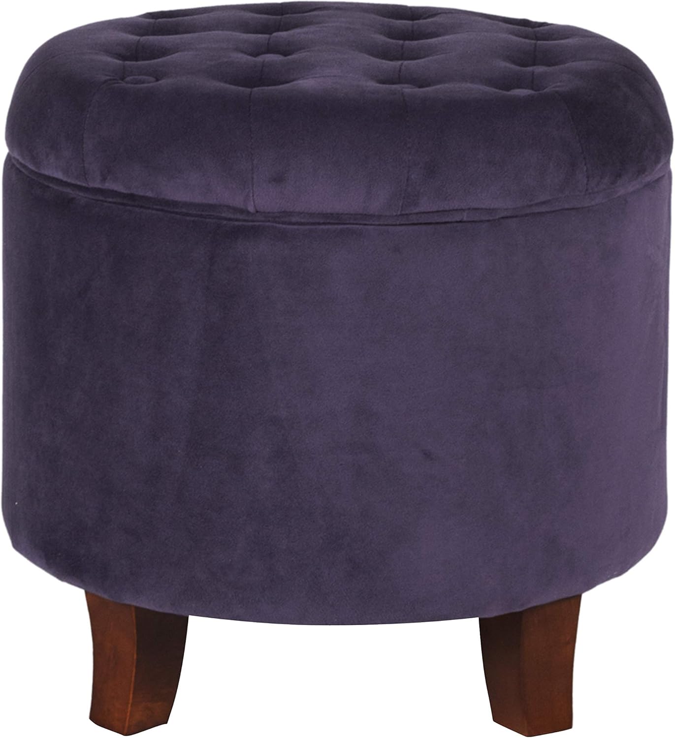 HomePop Home Decor | Upholstered Round Tufted Foot Rest Ottoman | Ottoman with Storage for Living Room & Bedroom | Decorative Home Furniture, Cream Textured Solid
