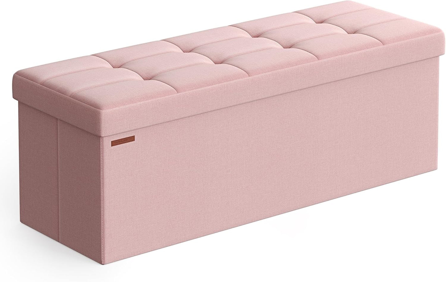 SONGMICS MAZIE Collection - 43 Inches Folding Storage Ottoman Bench, Ottoman Foot Rest, End of Bed Bench, Storage Chest, Load 660 lb, for Living Room, Bedroom, Entryway, Dark Gray ULSF77K