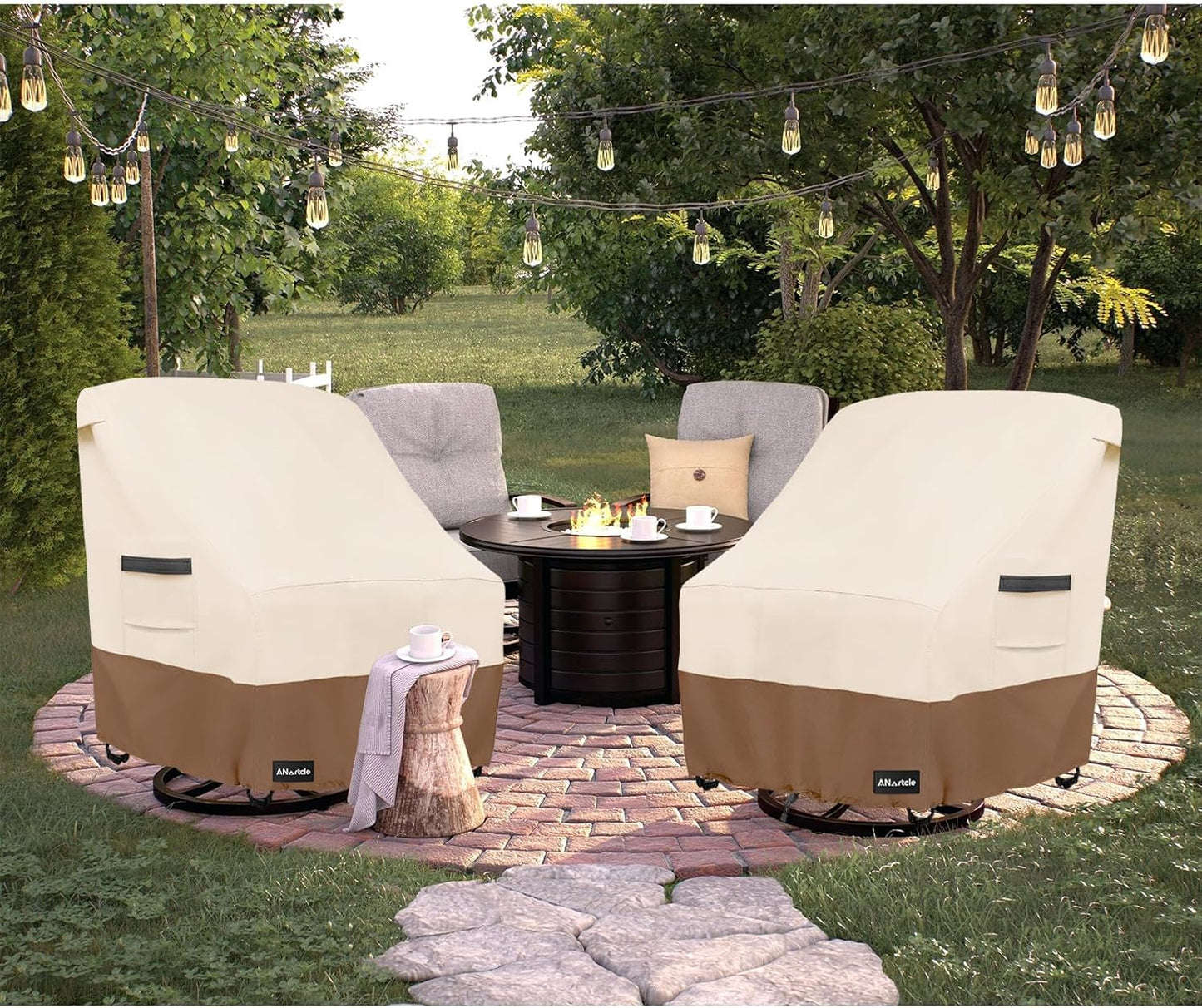 3-Seater Patio Sofa Cover,76W x 32.5D x 33H Inches Outdoor Couch Cover,100% Waterproof Heavy Duty Patio Sofa Covers,Patio Furniture Covers,Beige&Brown