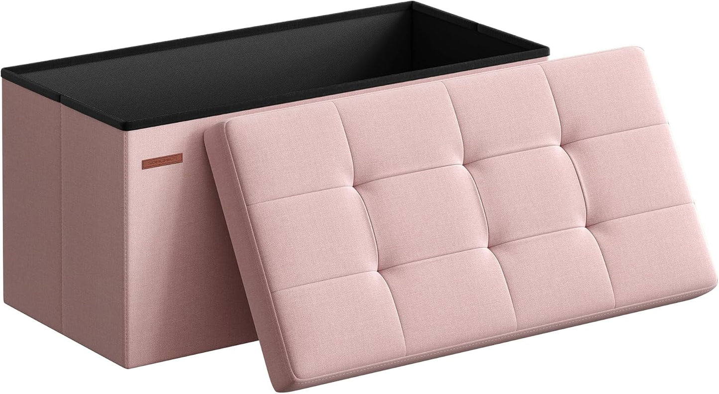 SONGMICS MAZIE Collection - 43 Inches Folding Storage Ottoman Bench, Ottoman Foot Rest, End of Bed Bench, Storage Chest, Load 660 lb, for Living Room, Bedroom, Entryway, Dark Gray ULSF77K