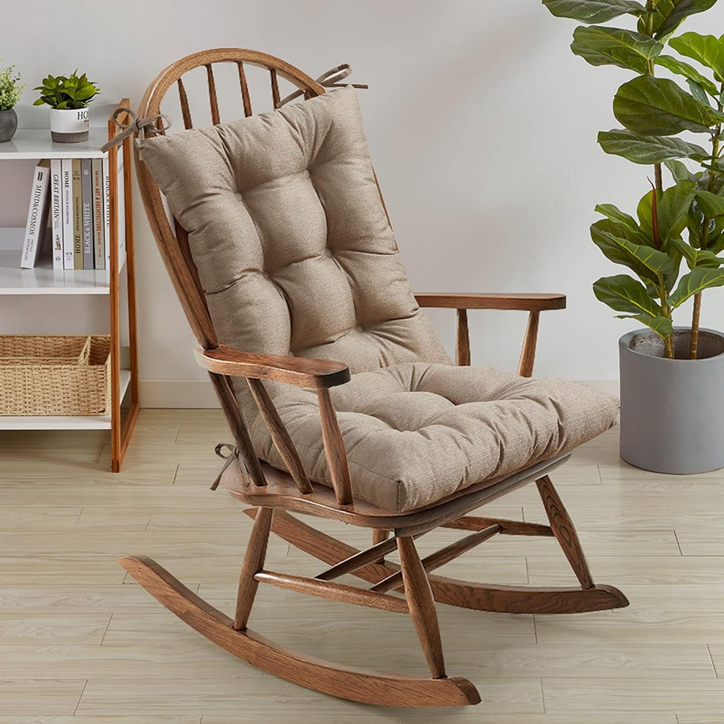 Sweet Home Collection Rocking Chair Cushion Premium Tufted Pads Non Skid Slip Backed Set of Upper and Lower with Ties, 1 Count (Pack of 1), Sage