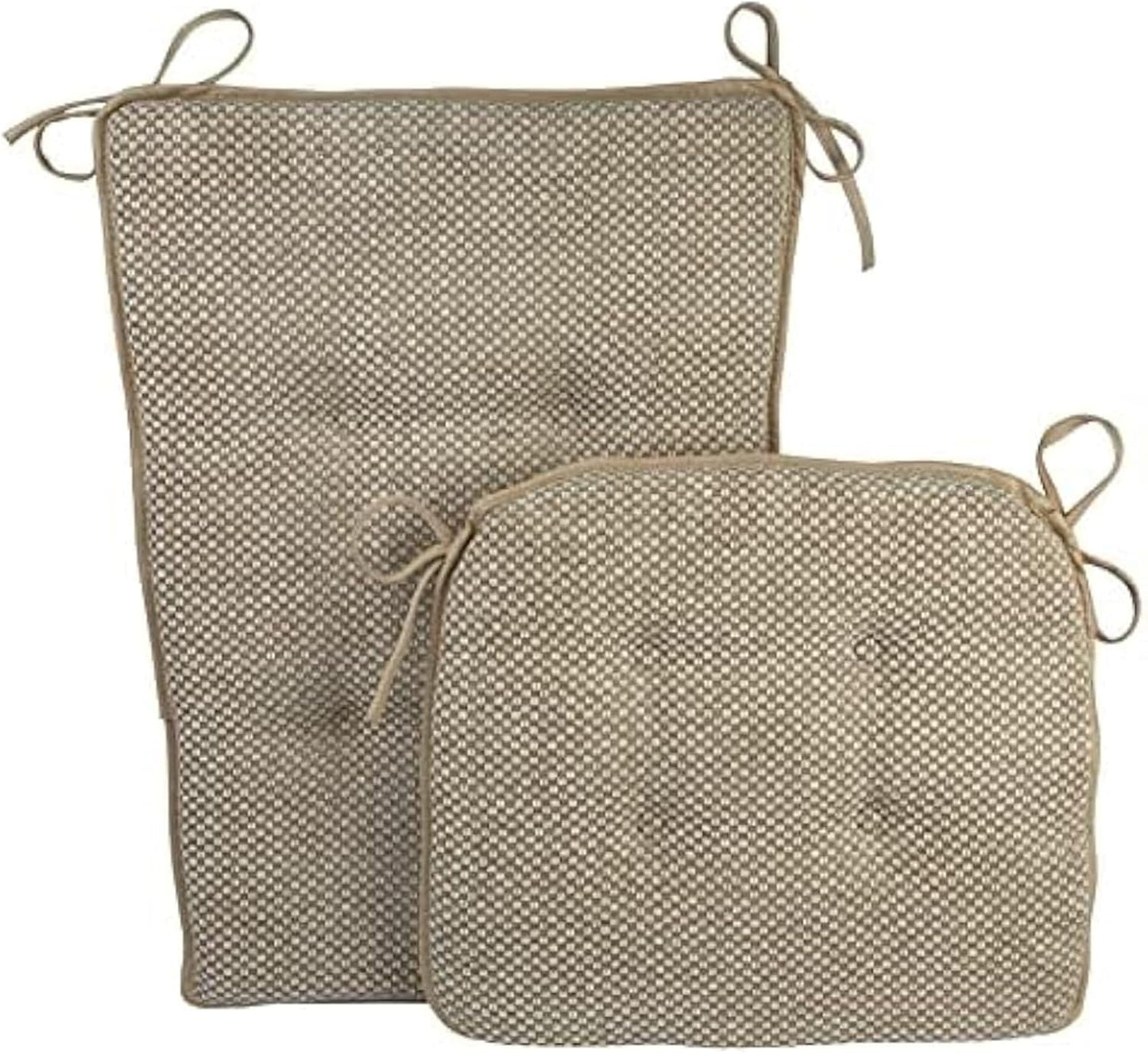 Klear Vu Embrace Rocking Chair Cushion, Assembled in The USA, Tufted Back Pads for Living Room, Nursery, or Home Office, 16"x15" Seat and 24"x17" Seatback, 2 Piece Set, Natural
