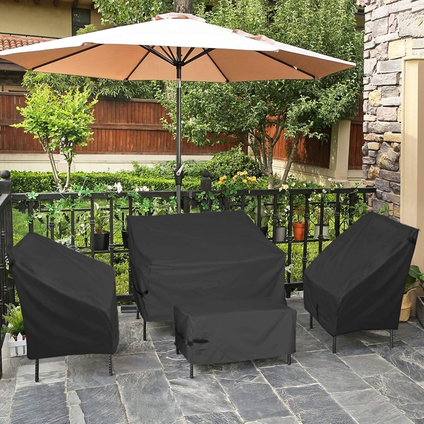 Porch Shield Waterproof Outdoor Furniture Sofa Cover – Patio 3-Seater Couch Cover 77W x 35D x 35H inch, Black