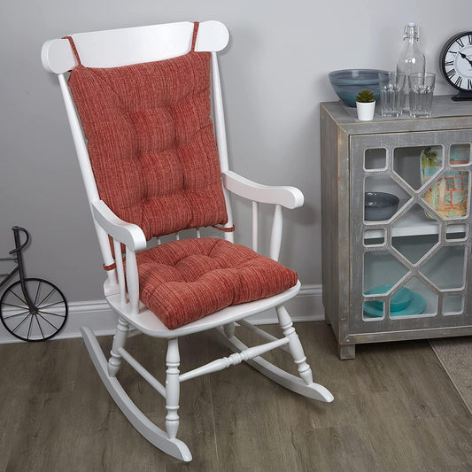 Klear Vu The Gripper Non-Slip Rocking Chair Cushion Set with Thick Padding, Includes Seat Pad & Back Pillow with Ties for Indoor Living Room Rocker, 17x17 Inches, 2 Piece Set, Clay