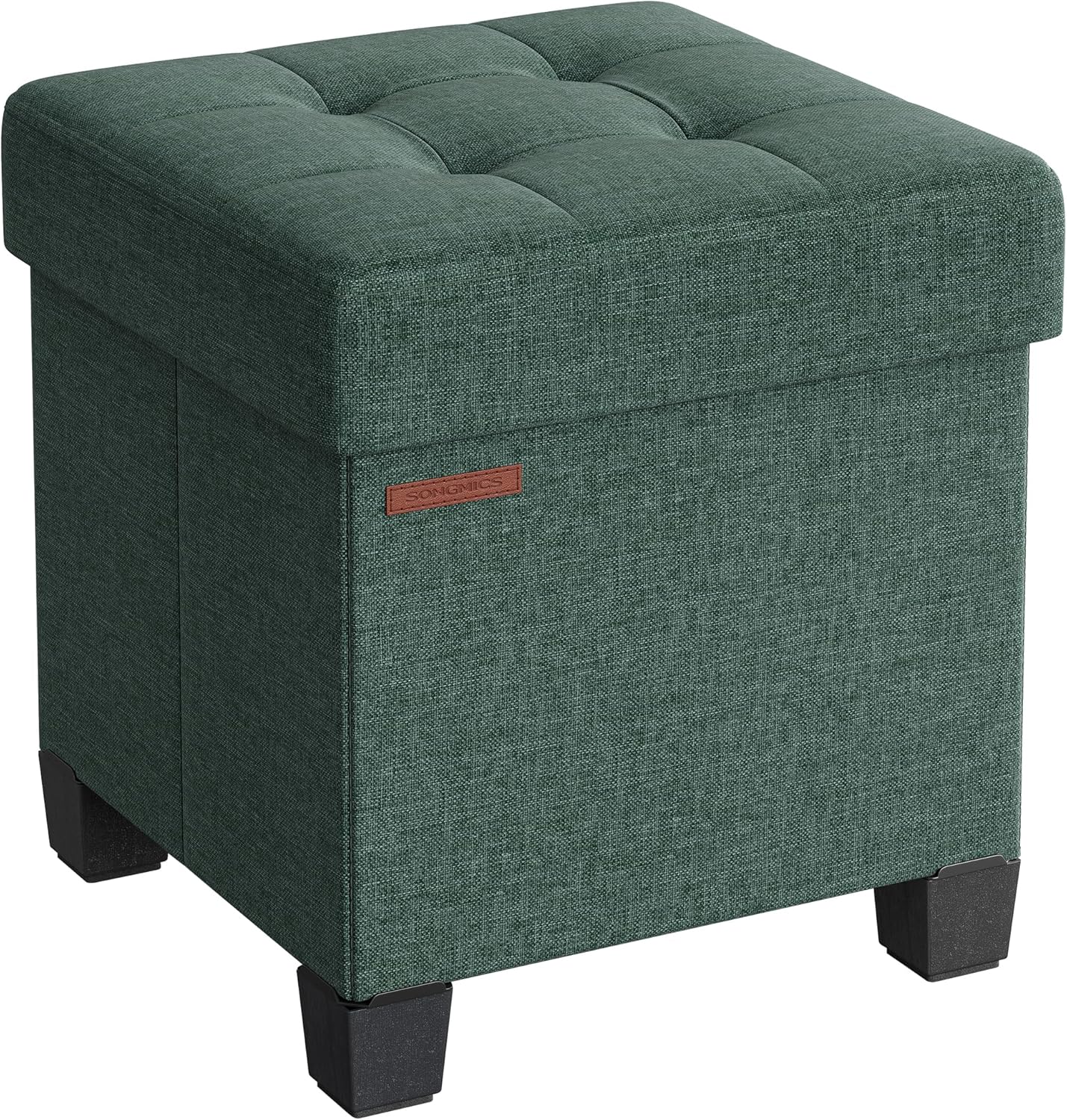 SONGMICS 15 Inches Cube Storage Ottoman, Bedroom Bench with Storage, Foot Stool with Feet, Holds Up to 660 lb, Dark Gray ULSF14GYZ