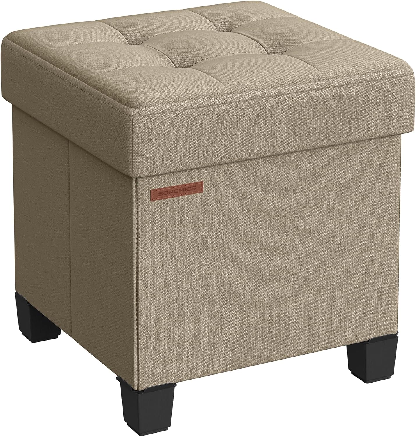 SONGMICS 15 Inches Cube Storage Ottoman, Bedroom Bench with Storage, Foot Stool with Feet, Holds Up to 660 lb, Dark Gray ULSF14GYZ