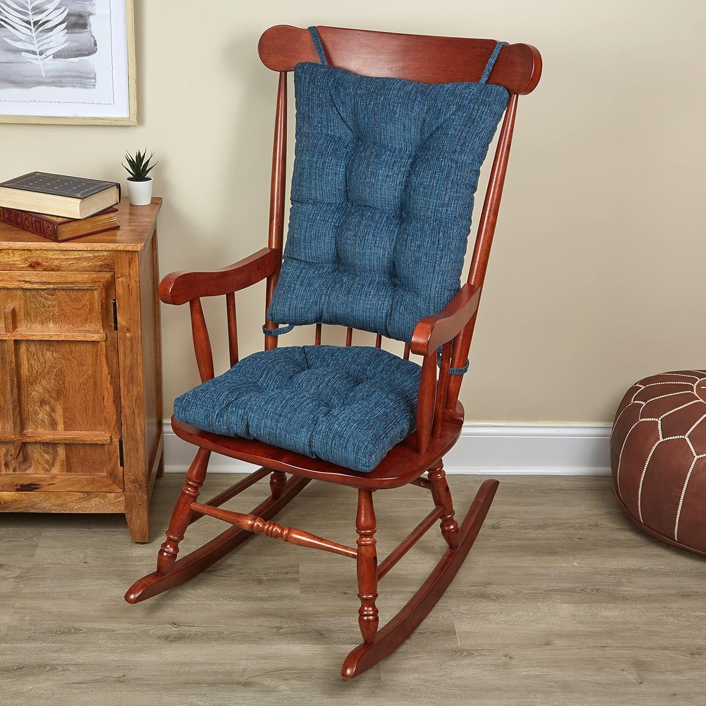 Klear Vu The Gripper Non-Slip Rocking Chair Cushion Set with Thick Padding, Includes Seat Pad & Back Pillow with Ties for Indoor Living Room Rocker, 17x17 Inches, 2 Piece Set, Clay