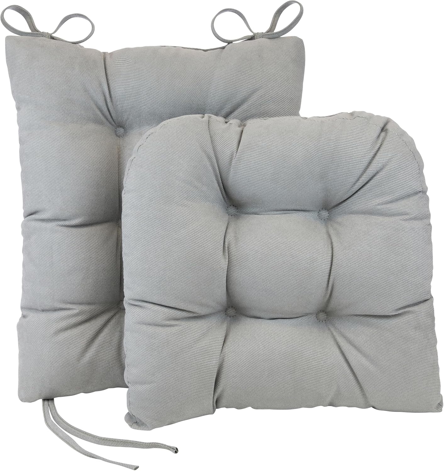 Klear Vu Omega Non-Slip Rocking Chair Cushion, Assembled in USA, Thick Tufted Design, Includes Seat Pad & Back Pillow with Ties, 17x17 Inches, 2-Piece Set, Solid Yellow 2 Count