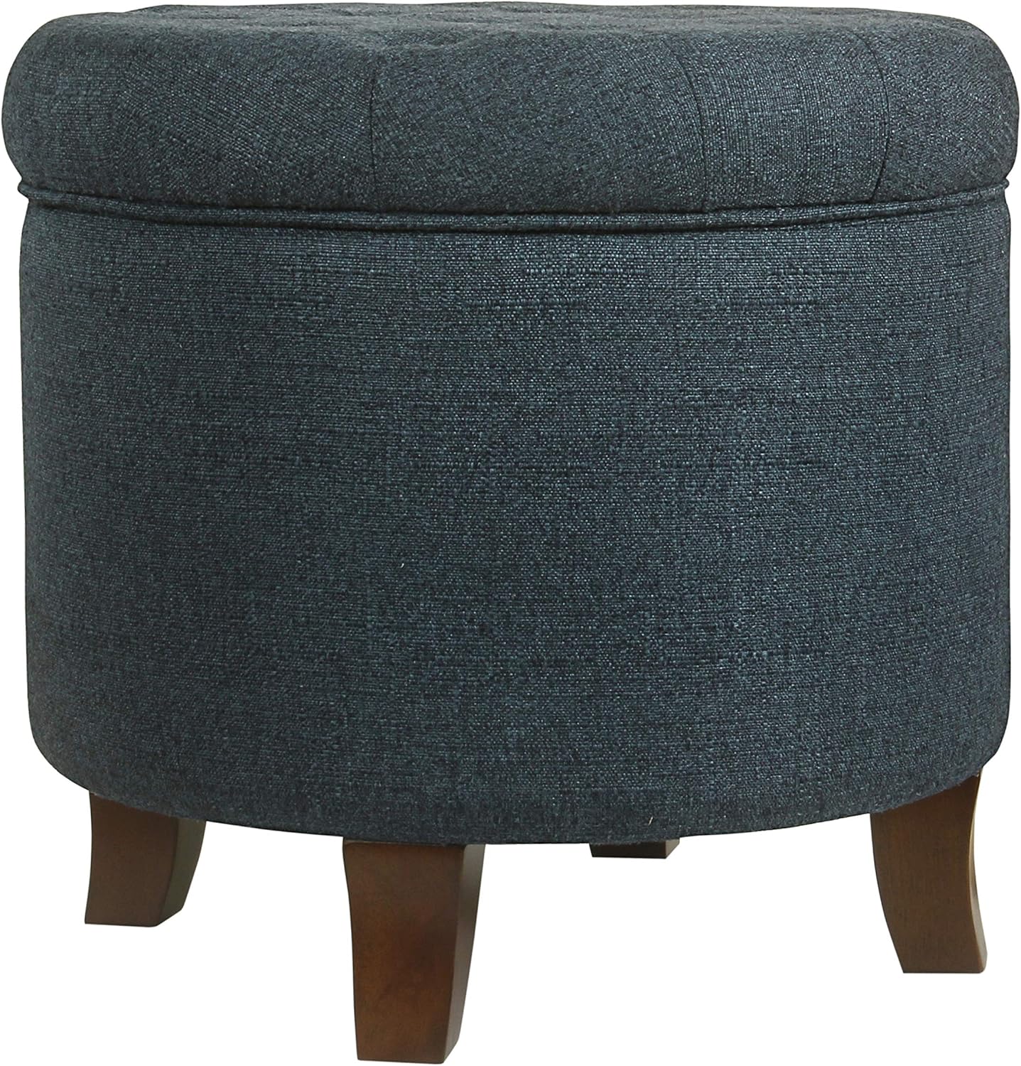 HomePop Home Decor | Upholstered Round Tufted Foot Rest Ottoman | Ottoman with Storage for Living Room & Bedroom | Decorative Home Furniture, Cream Textured Solid