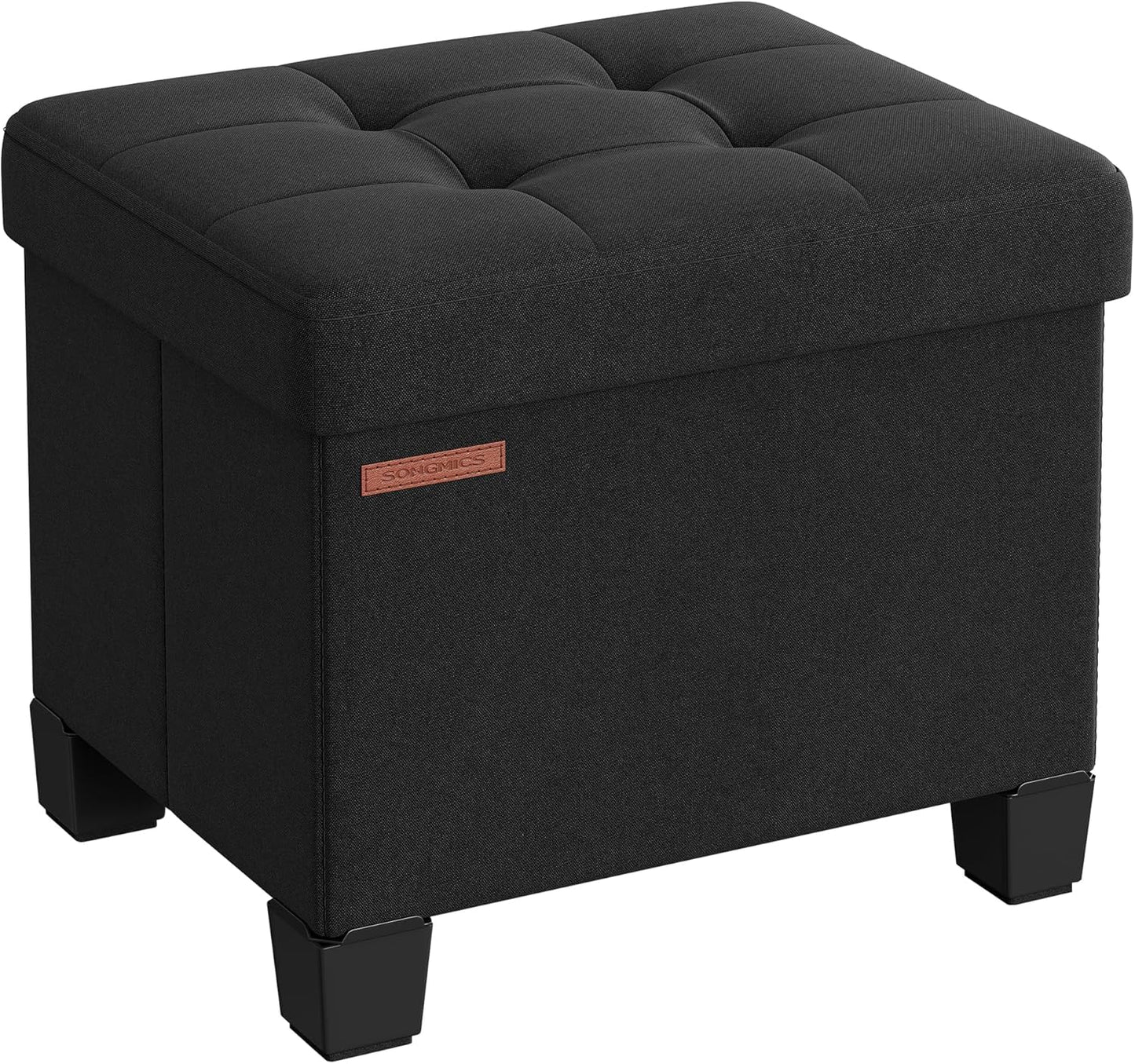 SONGMICS 15 Inches Cube Storage Ottoman, Bedroom Bench with Storage, Foot Stool with Feet, Holds Up to 660 lb, Dark Gray ULSF14GYZ