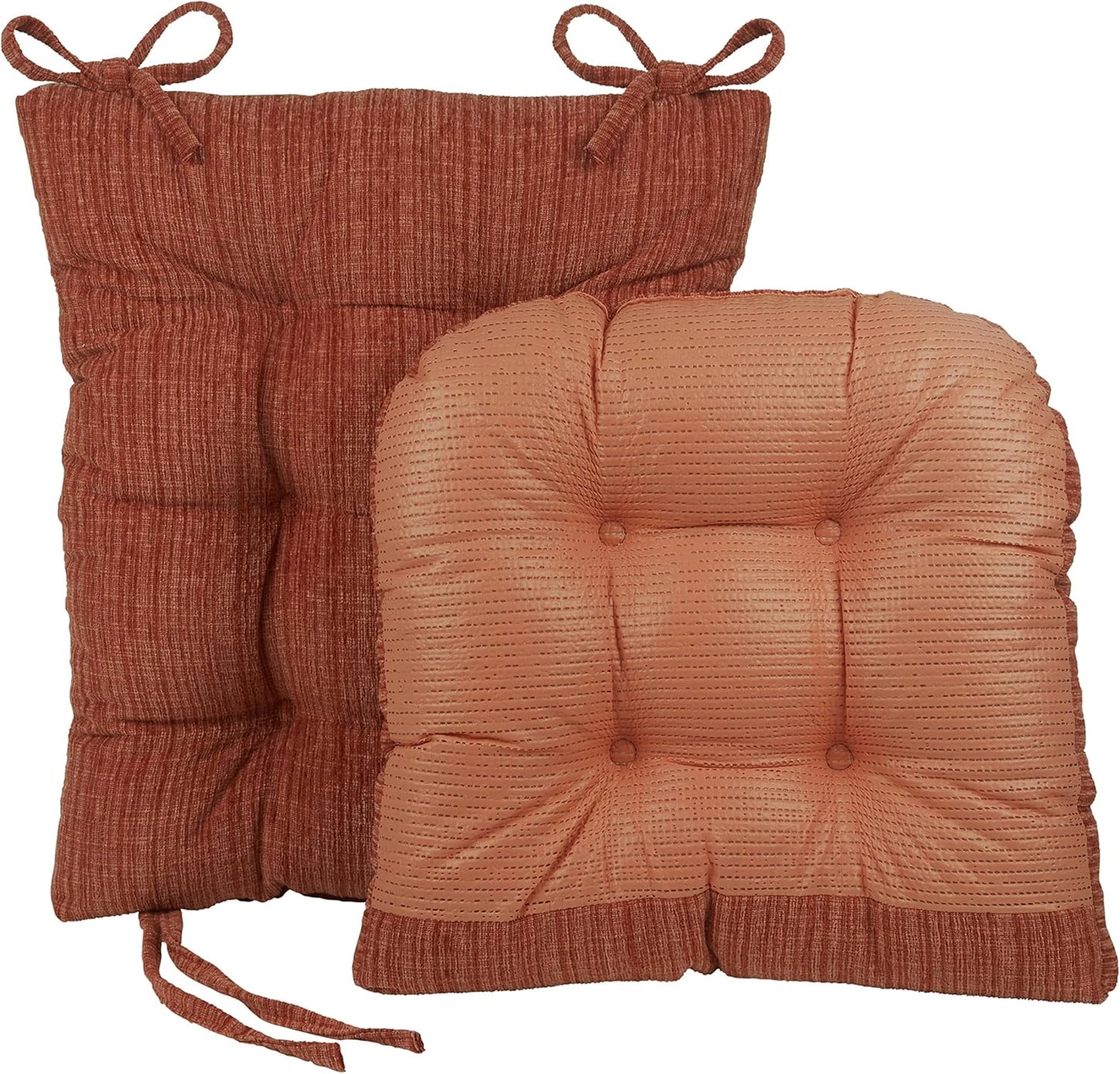 Klear Vu The Gripper Non-Slip Rocking Chair Cushion Set with Thick Padding, Includes Seat Pad & Back Pillow with Ties for Indoor Living Room Rocker, 17x17 Inches, 2 Piece Set, Clay